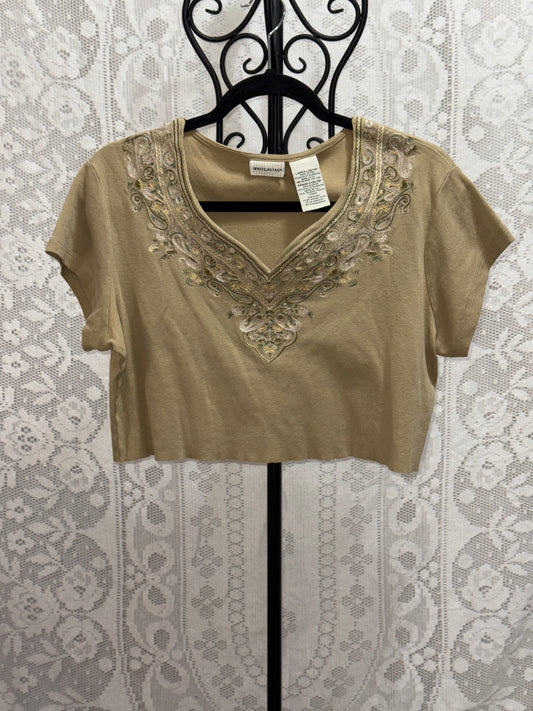 Army tan crop top